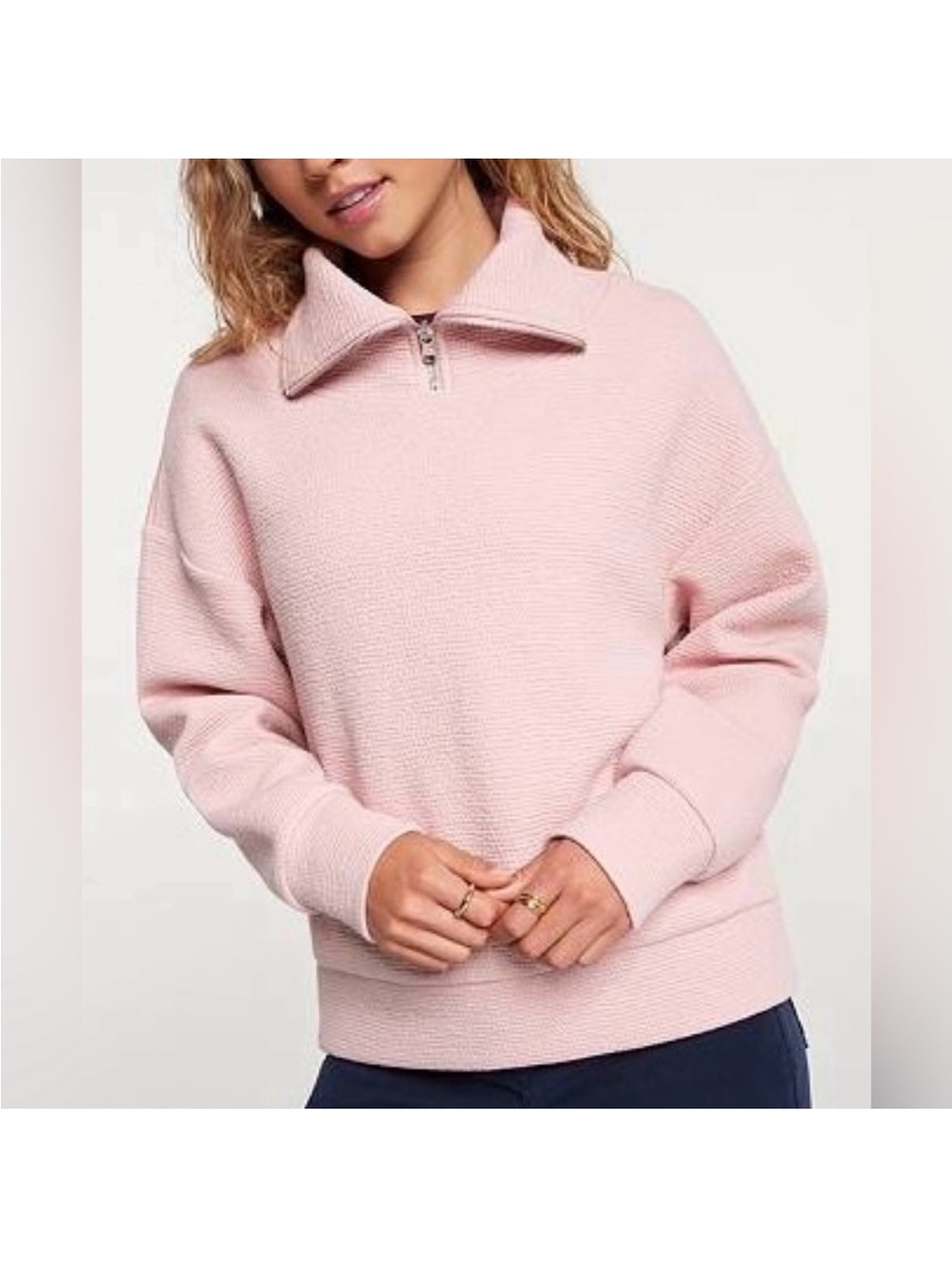 NWT Calia Elevate 1/4 Zip Pullover SWEATSHIRT TOP PINK PUDDY TEXTURED XL